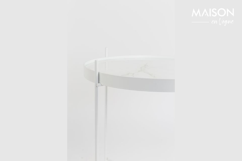 Round side table 43 cm white marble effect Cupid - 6