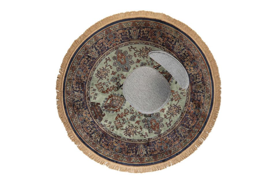 Its subtle colors and tasselled bangs make it a refined addition to any decor