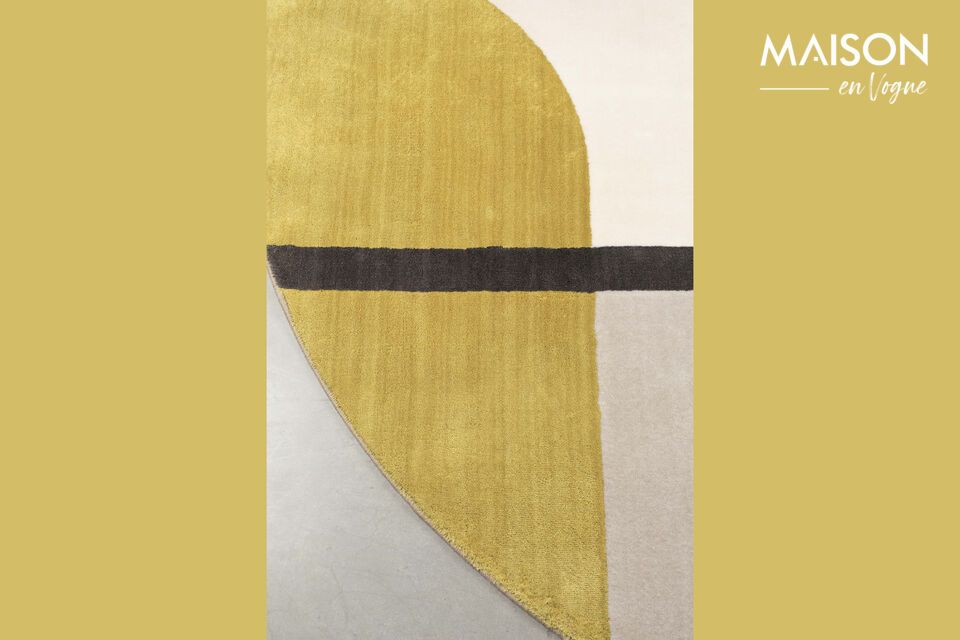 This rug features exquisitely narrow edges on its rectangular formations