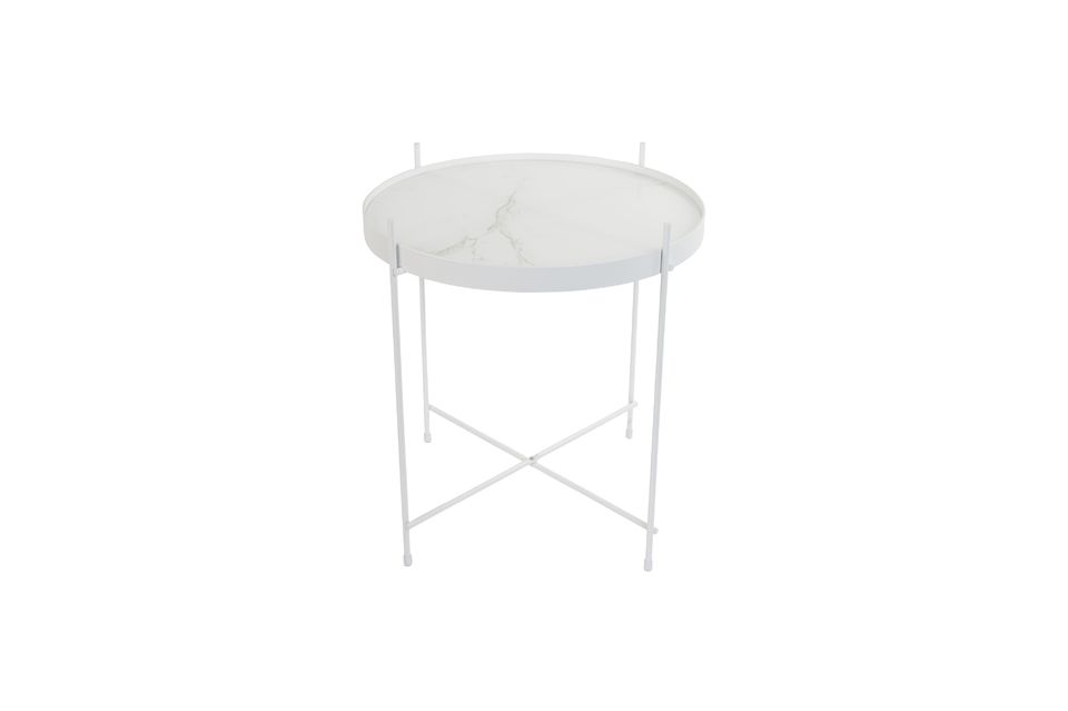 Runder Beistelltisch 43 cm weiße Marmor-Optik Cupid - 7