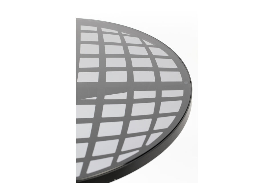 Runder Bistro-Gartentisch 80 cm aus schwarzem Aluminium und Glas Albert Garden - 9