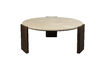 Miniaturansicht Runder Couchtisch 90 cm aus Travertin und braunem Holz Valcour 4