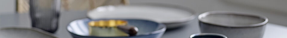 Mise en avant matière Sandrine Assiette Creuse, Bleu, Grès