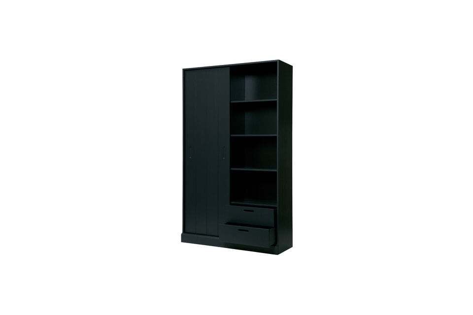Schiebetürenschrank 120cm Kiefer Mattschwarz MOVE Woood