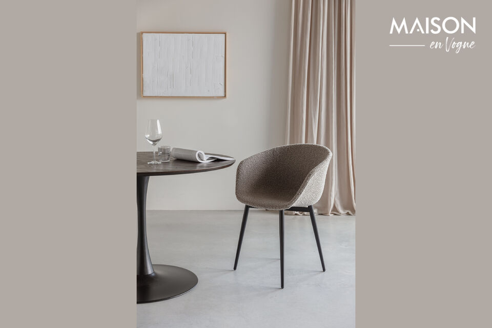 Sedia con braccioli in tessuto grigio Charly White Label