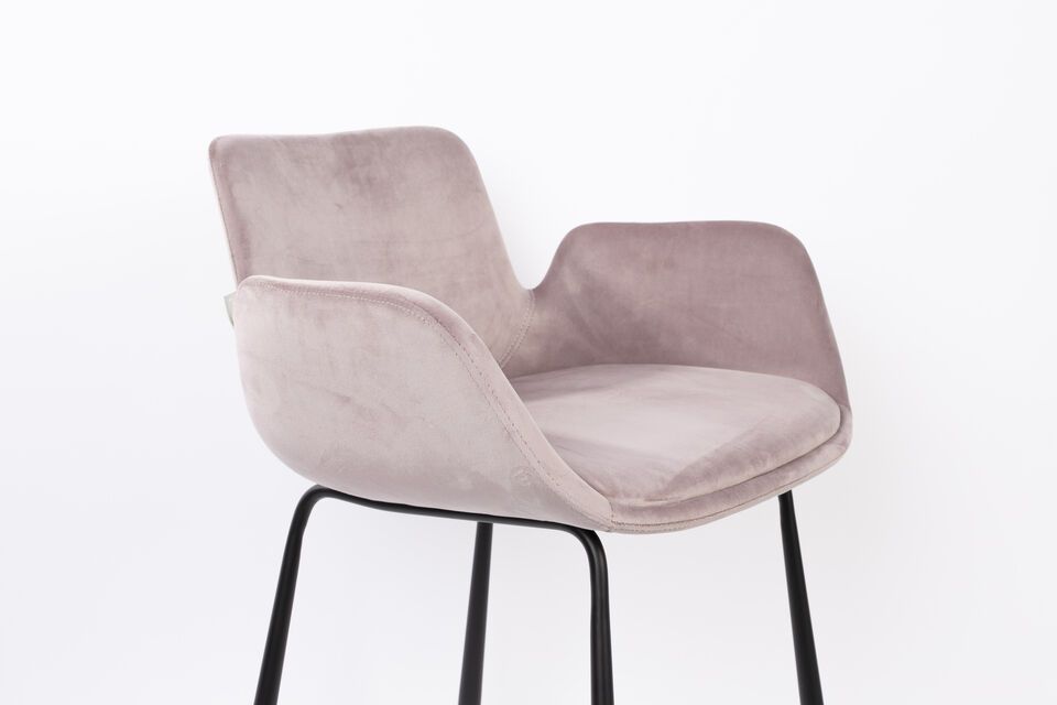 Sedia da bancone in velluto rosa Brit - 12