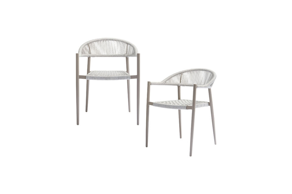 Sedia da giardino set di 2 corda e alluminio grigio chiaro Yellow Woood