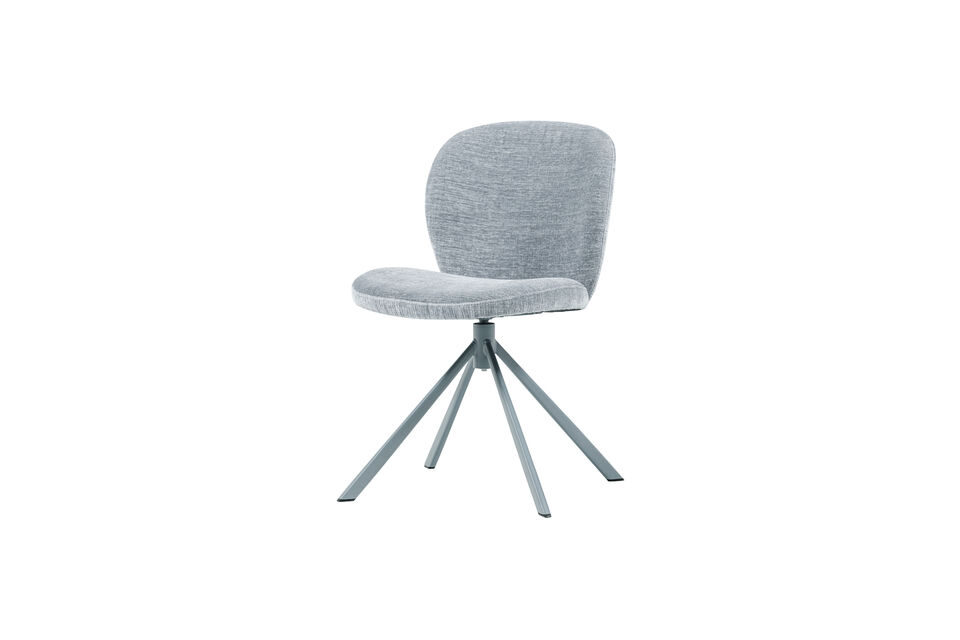 Sedia da pranzo girevole ciniglia blu Femke Woood
