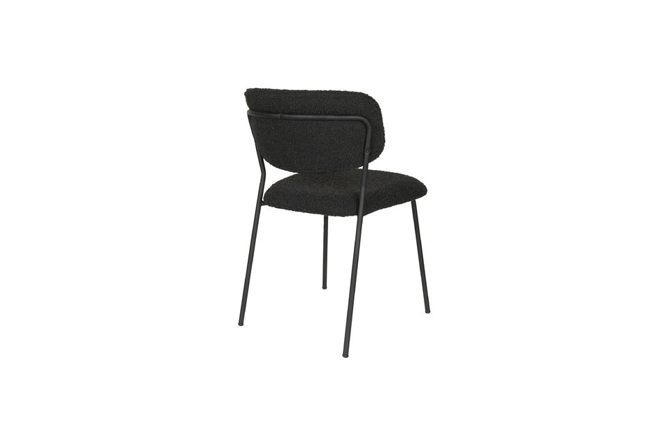 Sedia da pranzo in bouclé nero Jolien - 10