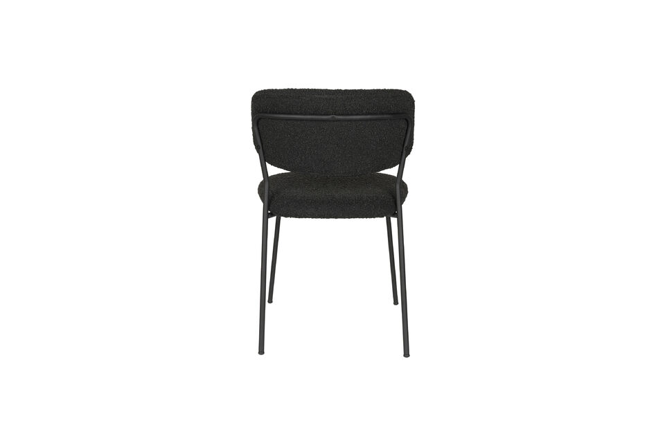 Sedia da pranzo in bouclé nero Jolien - 11