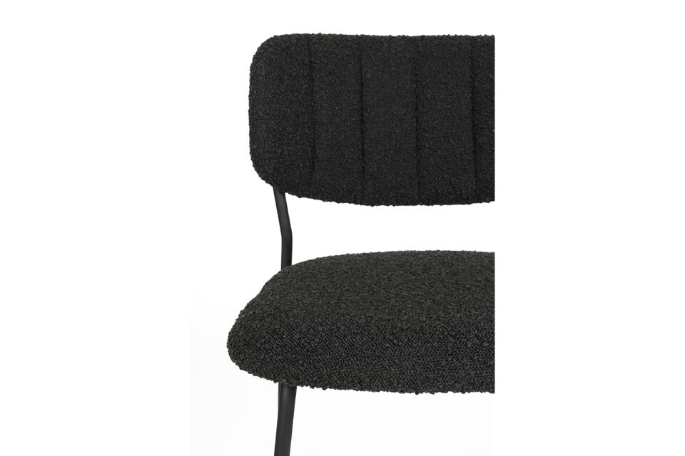 Sedia da pranzo in bouclé nero Jolien - 13
