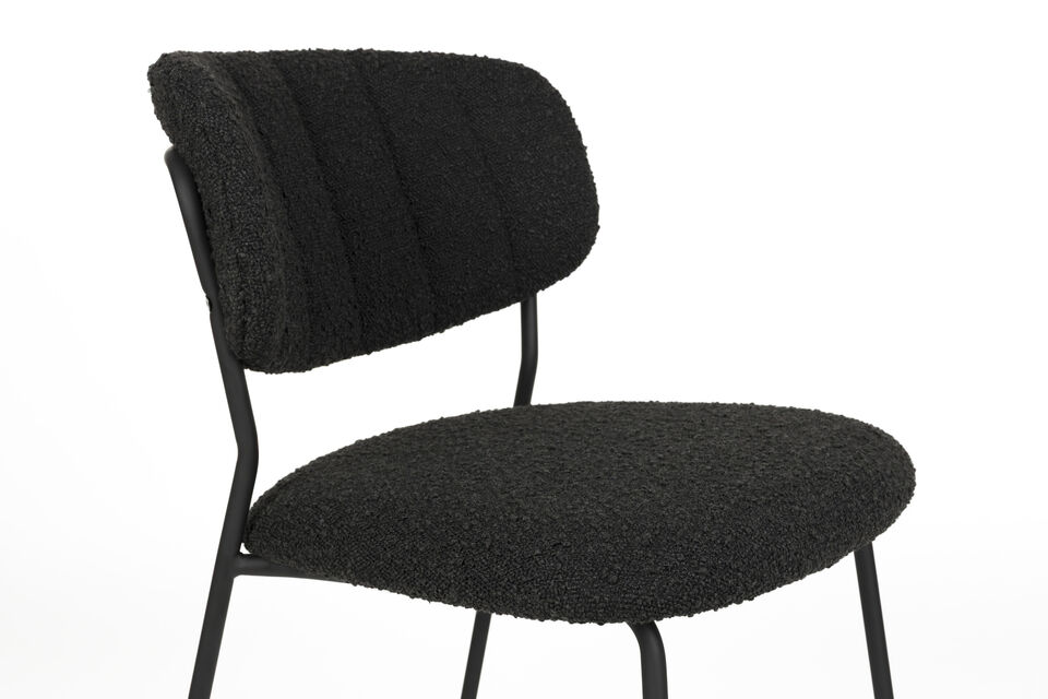 Sedia da pranzo in bouclé nero Jolien - 14
