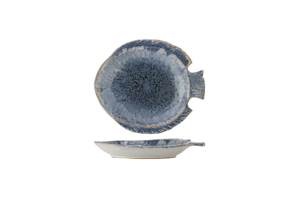 Serving plate in blue stoneware Fae Brands