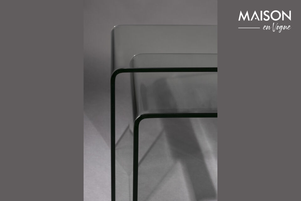 Set de 2 mesas auxiliares de cristal transparente Vetro - 7