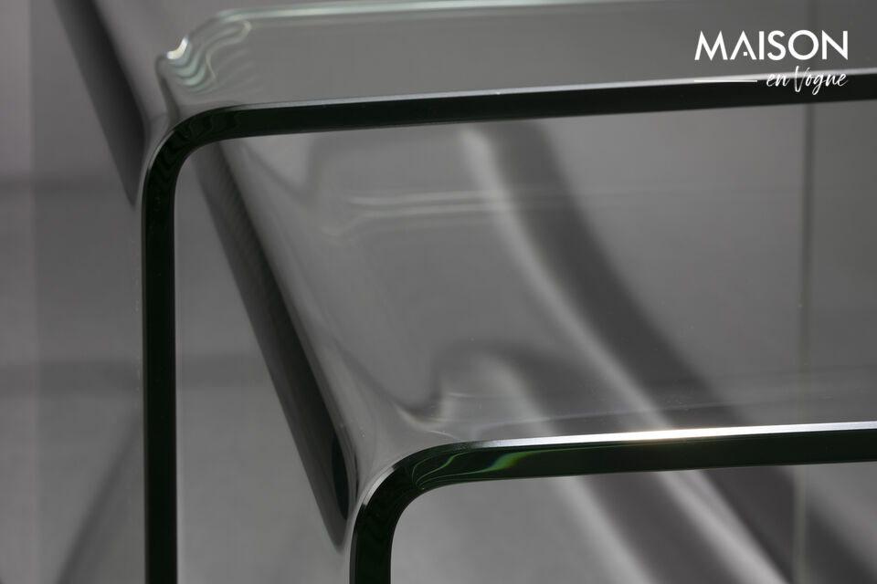 Set de 2 mesas auxiliares de cristal transparente Vetro - 8