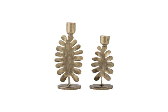Set de 2 portavelas de hierro en color oro Oaken Clipped