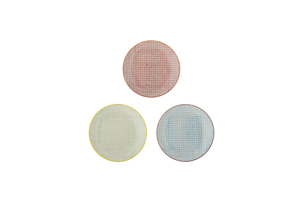 Set de 3 platos D20 cm de gres multicolor Carla Bloomingville