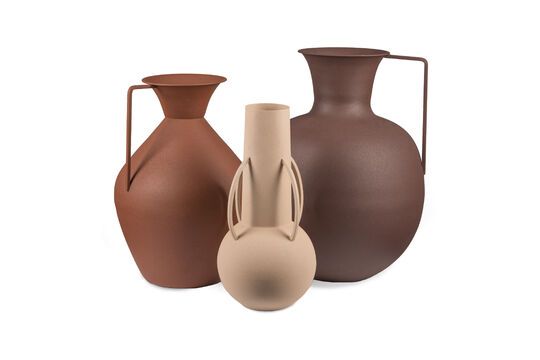 Set de 3 vases en fer recyclé cognac Roman