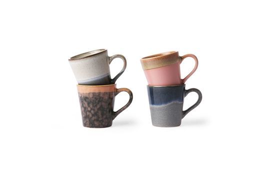 Set de 4 mugs à espresso en céramique 70's