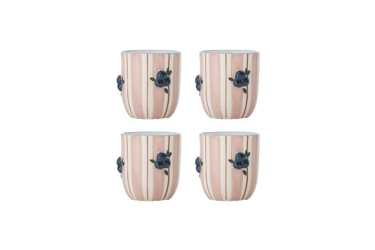 Set de 4 tazas D8xH9 cm de gres rosa Carry Clipped