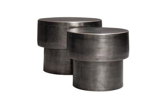 Guarda il profilo del prodotto set di 2 tavolini Drum in metallo nero Set di 2 tavolini Drum in metallo nero