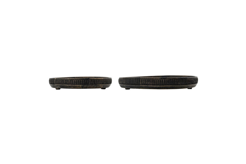 Set di 2 vassoi rotondi in legno di mango nero HDLoma House Doctor