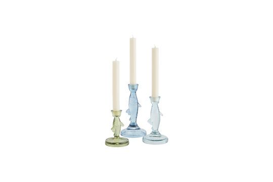 Set di 3 portacandele in vetro blu Fish