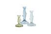 Miniatura Set di 3 portacandele in vetro blu Fish 3