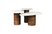 Miniatura Set di 3 tavolini in marmo e legno marrone Suki 1