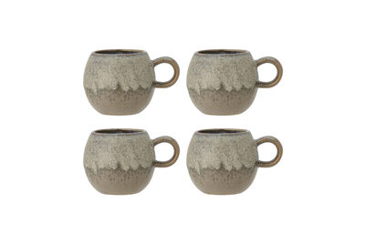 Set di 4 tazze D9xH8 cm in gres marrone Paula