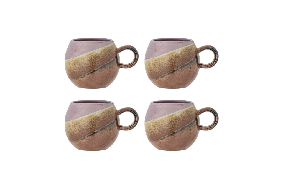 Set di 4 tazze D9xH8 cm in gres viola Paula Bloomingville