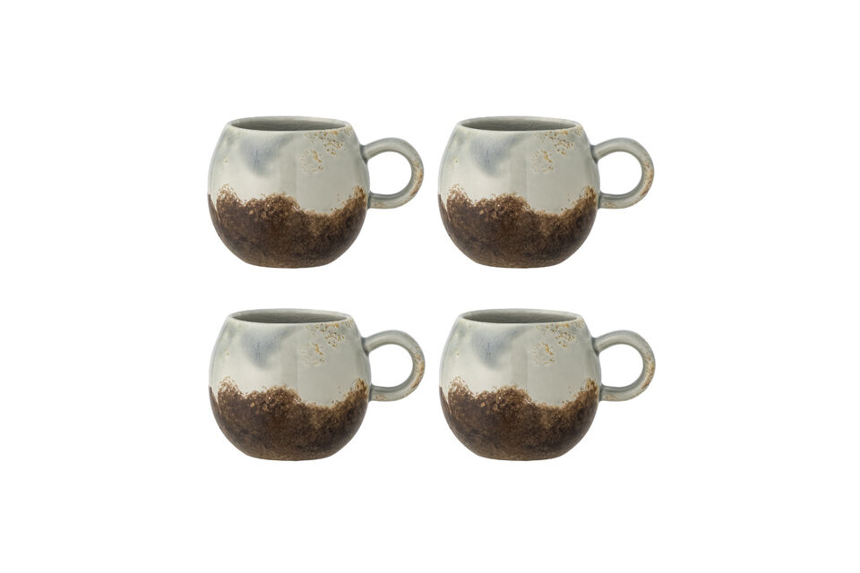 Set di 4 tazze in gres marrone Paula Bloomingville