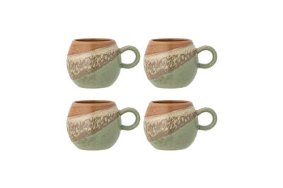 Set di 4 tazze in gres verde Paula
