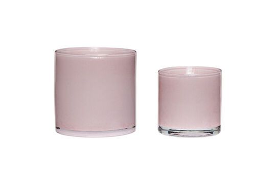 Set of 2 Akin pink glass candlesticks Clipped