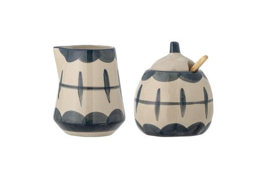 See the product profile set of 2 Allium blue stoneware milk jugs & sugar bowl Set of 2 Allium blue stoneware milk jugs & sugar bowl