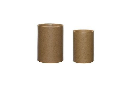 Set of 2 Edna brown ceramic planters Clipped