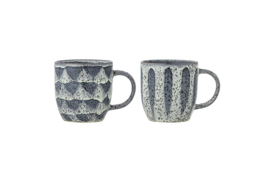 Set of 2 grey stoneware mugs Ramie