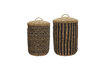 Miniature Set of 2 laundry baskets in nature and black seagrass HDCesto 1