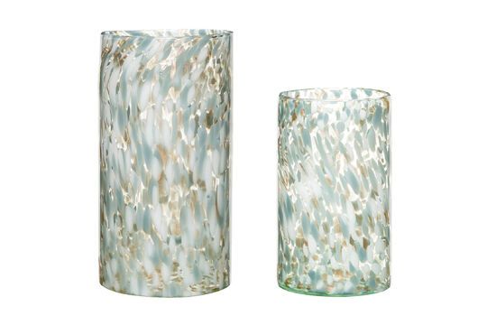 Set of 2 Libra blue glass vases