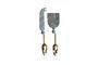 Miniature Set of 2 Mouse cutlery with brass handle Clipped