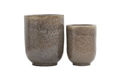 Set of 2 Pho light brown ceramic planters