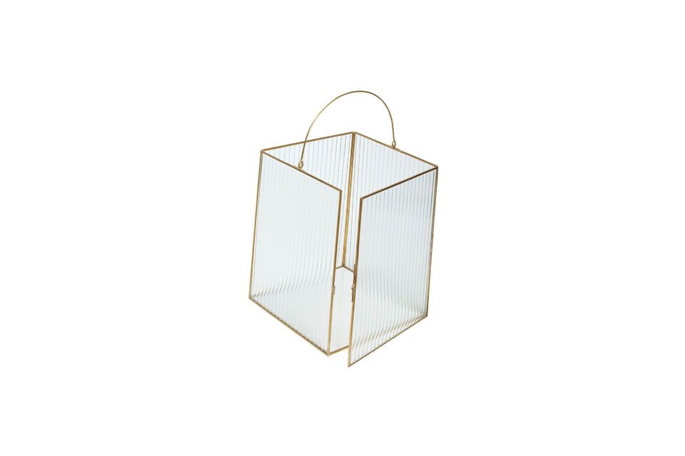 Set of 2 Ripple brass glass lanterns Hübsch