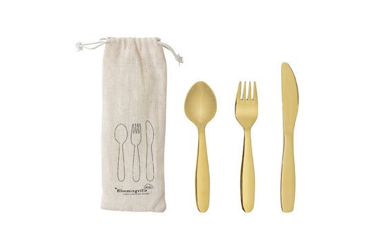 Set of 3 Ally gold stainless steel flatware sets