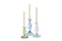 Miniature Set of 3 glass candle holders blue Fish Clipped