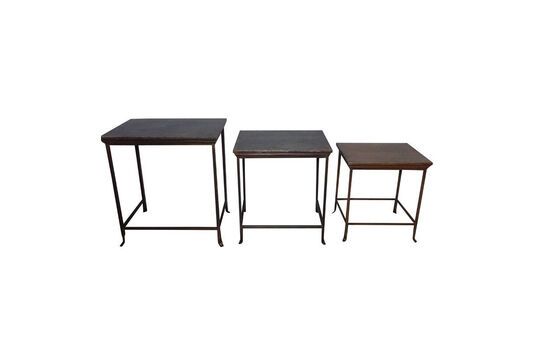 Set of 3 Napoleon copper metal side tables Clipped