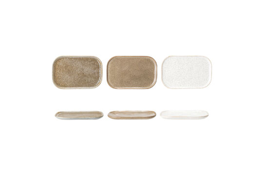 Set of 3 Plates Grey Stoneware Addison Clipped