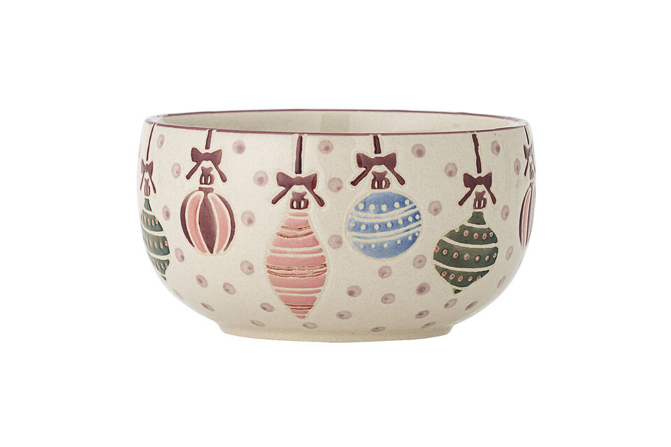 Set of 4 Christmas bowls Ø13xH7 cm in multicolour stoneware Ornamentia - 3