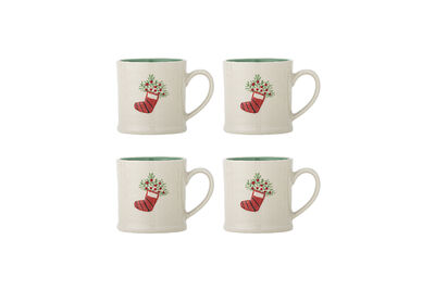 Set of 4 Christmas Cups in Green Stoneware Kenai