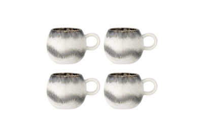 Set of 4 cups D9xH8 cm grey stoneware Paula