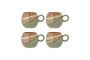 Miniature Set of 4 Green Stoneware Cups Paula Clipped